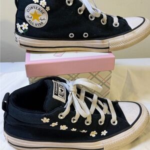Converse Black Daisy Low Top Sneakers with White Accents